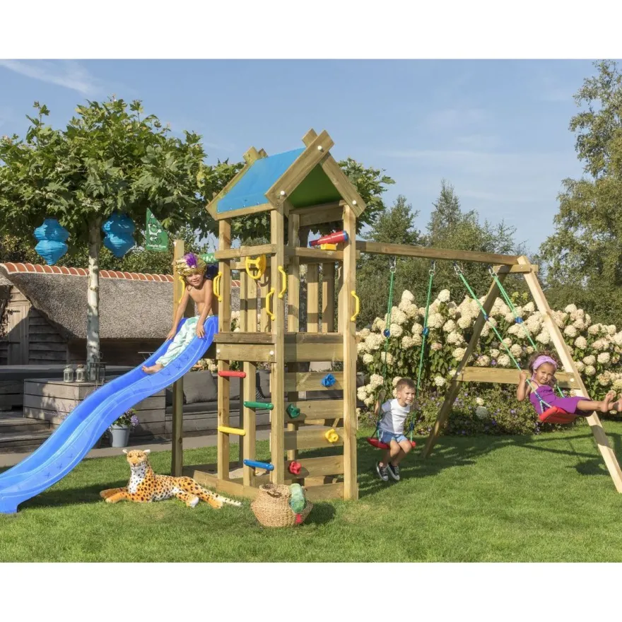 Leikkitornikokonaisuus Jungle Gym Nomad, 2-Swing Module 200, liukumäki