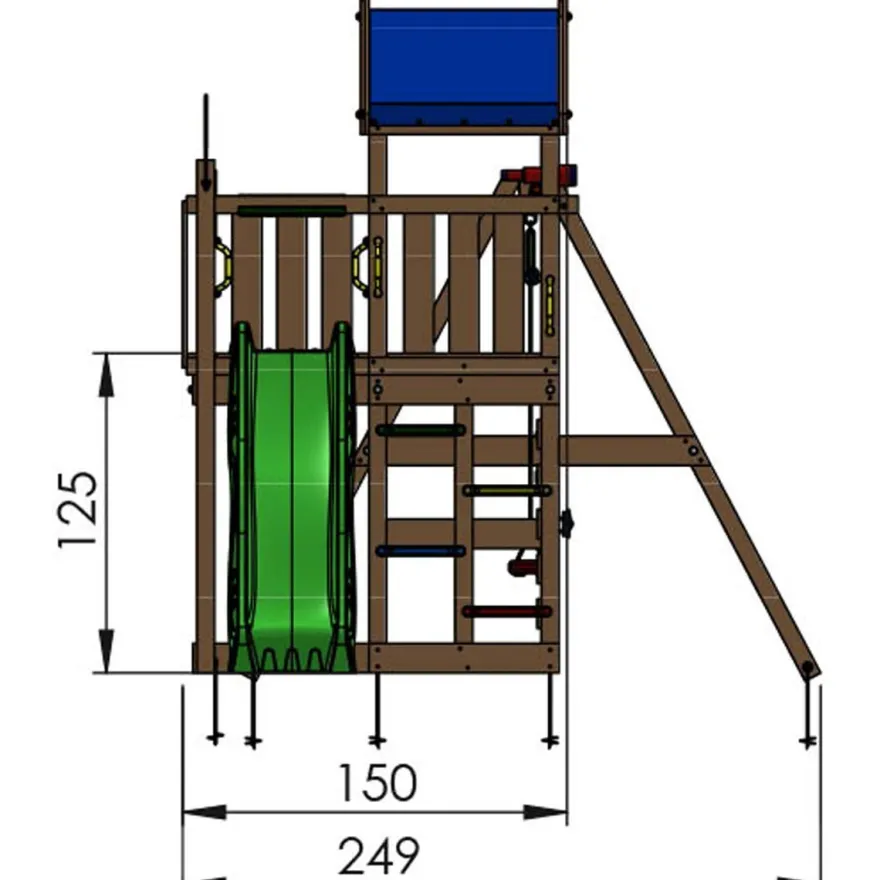 Leikkitornikokonaisuus Jungle Gym Nomad, 2-Swing Module 200, liukumäki