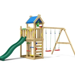 Leikkitornikokonaisuus Jungle Gym Nomad, 2-Swing Module 200, liukumäki