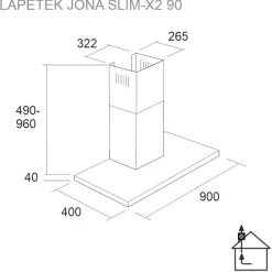 Liesituuletin Lapetek Jona Slim-X2 90AC, seinälle, eri värejä