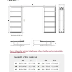 Liukuovi seinän sisään Stella Pocket Door M12, ristikko, 1225x2040mm, alumiini