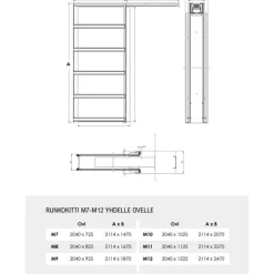 Liukuovi seinän sisään Stella Pocket Door M10, ristikko, 1025x2040mm, alumiini