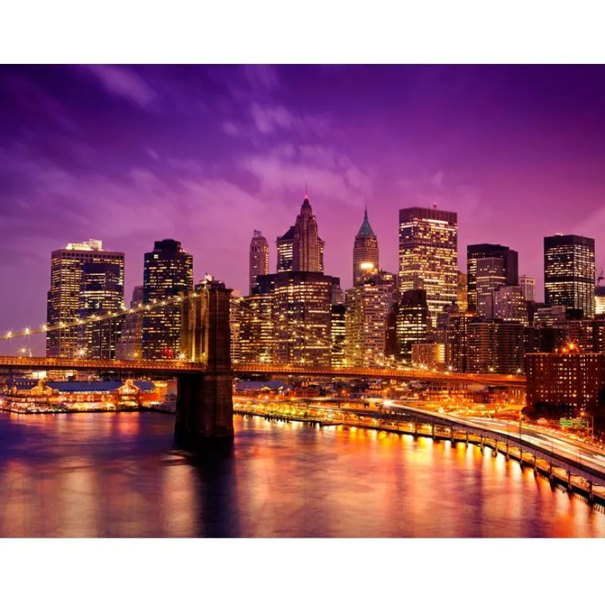 Maisematapetti Artgeist Manhattan ja Brooklyn Bridge yöllä, eri kokoja