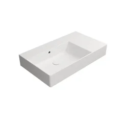 Malja-allas Interia Kube X 80x47cm, tasainen pohja, oikea, ei hanareikää, mattavalkoinen