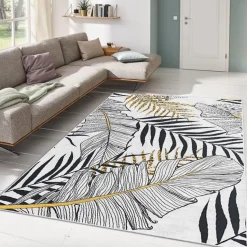 Matto Linento ALHO CARPET-2A, mustavalkoinen/kulta, eri kokoja