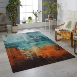 Matto Linento King, 160x230cm, sininen/oranssi