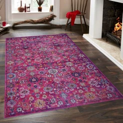 Matto Linento Vintage kukka, 160x230cm, violetti
