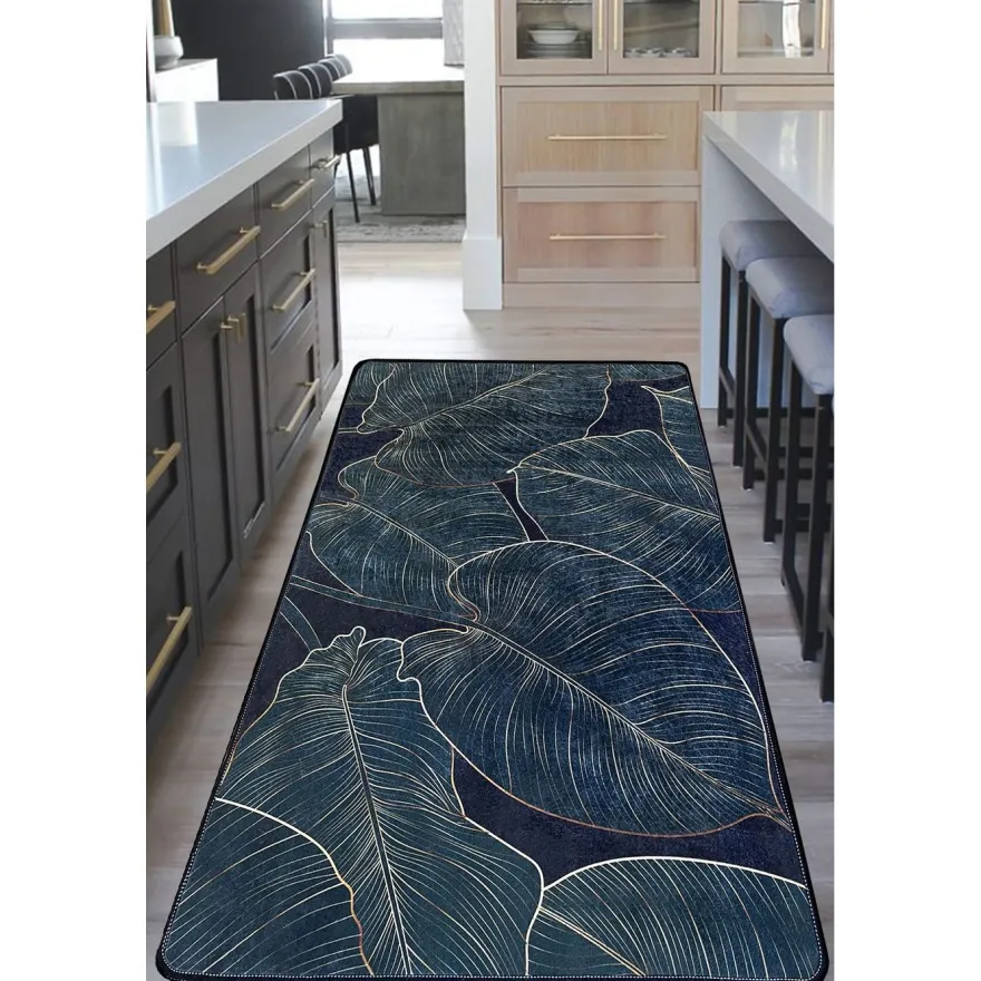 Matto Linento Zeleno, vihreänsininen/kulta, eri kokoja