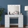 Meikkipöytä Linento Furniture BJ119 - 2895 peilillä, valkoinen