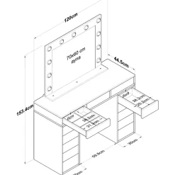 Meikkipöytä Linento Furniture BJ119 - 2895 peilillä, valkoinen
