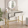 Meikkipöytä Linento Furniture Vg32, valkoinen/kulta