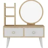 Meikkipöytä peilillä Linento Furniture Cindy, vaaleanruskea/valkoinen
