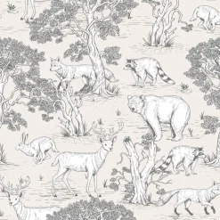 Metsätapetti Kids Walls 45809, vinyylipinta, metsä, beige