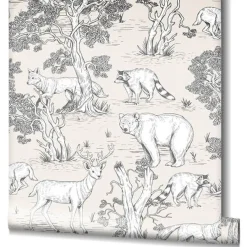 Metsätapetti Kids Walls 45809, vinyylipinta, metsä, beige