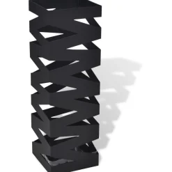 Musta neliö sateenvarjoteline teräs 48,5 cm
