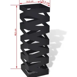 Musta neliö sateenvarjoteline teräs 48,5 cm