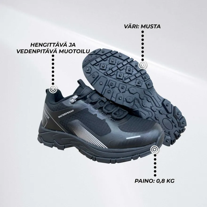 Nastajuoksukengät Trekker One, musta, eri kokoja