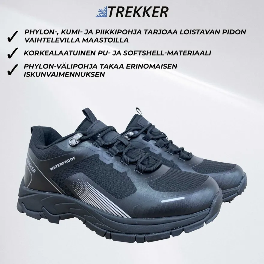Nastajuoksukengät Trekker One, musta, eri kokoja