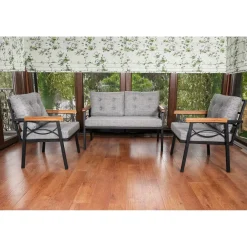 Oleskeluryhmä Linento Garden Damla, 4-istuttava, musta/harmaa