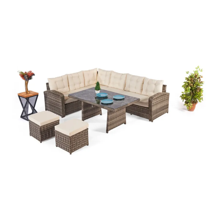 Oleskeluryhmä Linento Garden Lagodya, 8-istuttava, beige