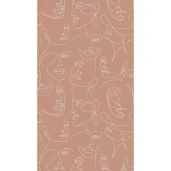 Paneelitapetti PhotowallXL Line Art Faces, 1.50x2.79m, ruskea