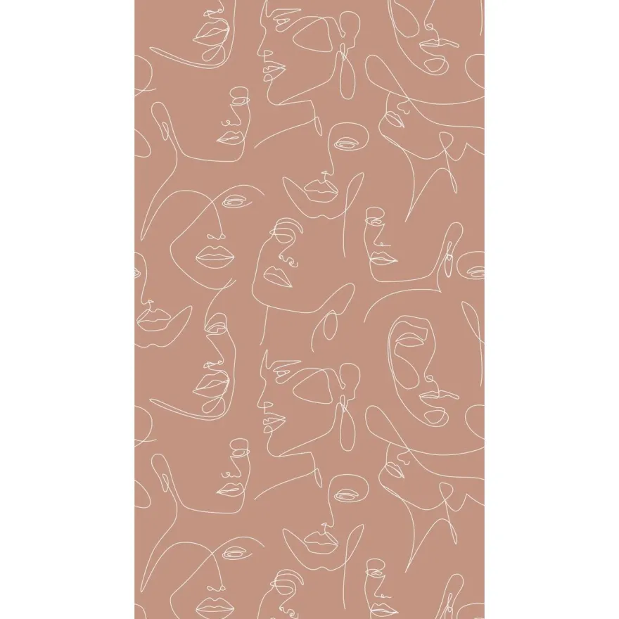 Paneelitapetti PhotowallXL Line Art Faces, 1.50x2.79m, ruskea