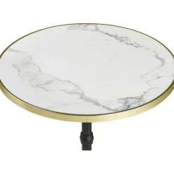 Parvekepöytä House Nordic Bistro, ø60x73cm, valurautajalustalla, valkoinen marmorikuosi/musta