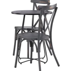 Parvekeryhmä Venture Home, ø60cm Bacong-pöytä + 2 mustaa Tablas-tuolia