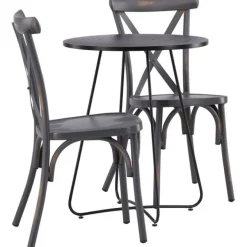 Parvekeryhmä Venture Home, ø60cm Bacong-pöytä + 2 mustaa Tablas-tuolia