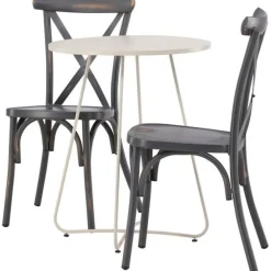 Parvekeryhmä Venture Home, ø60cm Bacong-pöytä + 2 mustaa Tablas-tuolia