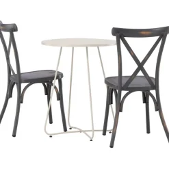 Parvekeryhmä Venture Home, ø60cm Bacong-pöytä + 2 mustaa Tablas-tuolia