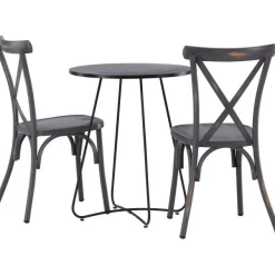 Parvekeryhmä Venture Home, ø60cm Bacong-pöytä + 2 mustaa Tablas-tuolia