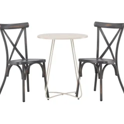 Parvekeryhmä Venture Home, ø60cm Bacong-pöytä + 2 mustaa Tablas-tuolia