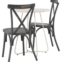 Parvekeryhmä Venture Home, ø60cm Bacong-pöytä + 2 mustaa Tablas-tuolia