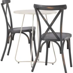 Parvekeryhmä Venture Home, ø60cm Bacong-pöytä + 2 mustaa Tablas-tuolia