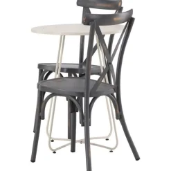 Parvekeryhmä Venture Home, ø60cm Bacong-pöytä + 2 mustaa Tablas-tuolia