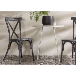 Parvekeryhmä Venture Home, ø60cm Bacong-pöytä + 2 mustaa Tablas-tuolia