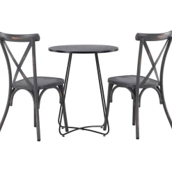 Parvekeryhmä Venture Home, ø60cm Bacong-pöytä + 2 mustaa Tablas-tuolia