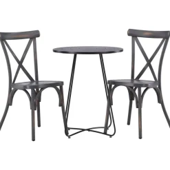 Parvekeryhmä Venture Home, ø60cm Bacong-pöytä + 2 mustaa Tablas-tuolia
