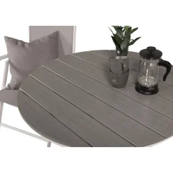 Parvekeryhmä Venture Home, ø90cm harmaa-valkoinen Parma-pöytä + 2 harmaata Break-säätötuolia