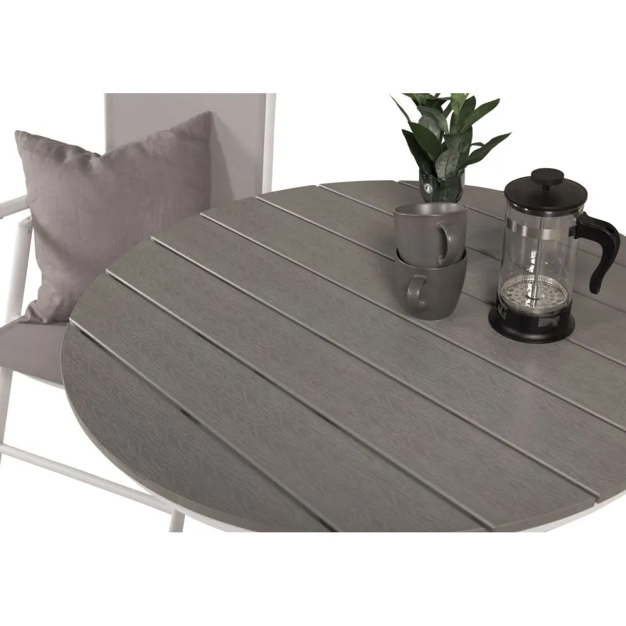 Parvekeryhmä Venture Home, ø90cm harmaa-valkoinen Parma-pöytä + 2 harmaata Break-säätötuolia