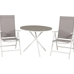 Parvekeryhmä Venture Home, ø90cm harmaa-valkoinen Parma-pöytä + 2 harmaata Break-säätötuolia