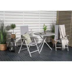 Parvekeryhmä Venture Home, ø90cm harmaa-valkoinen Parma-pöytä + 2 harmaata Break-säätötuolia