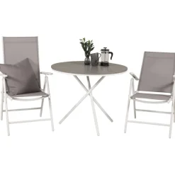 Parvekeryhmä Venture Home, ø90cm harmaa-valkoinen Parma-pöytä + 2 harmaata Break-säätötuolia