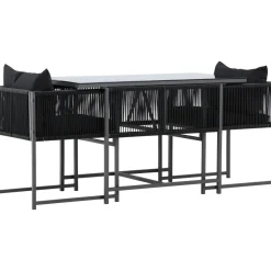 Parvekeryhmä Venture Home Noto, 120x60cm Noto-pöytä + 2 Noto-tuolia, musta