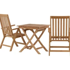 Parvekeryhmä Venture Home, 70x70cm Ghana-taittopöytä + 2 Kenya-taittotuolia, käsinojilla