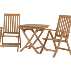 Parvekeryhmä Venture Home, 70x70cm Ghana-taittopöytä + 2 Kenya-taittotuolia, käsinojilla