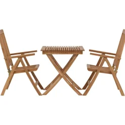 Parvekeryhmä Venture Home, 70x70cm Ghana-taittopöytä + 2 Kenya-taittotuolia, käsinojilla