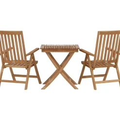 Parvekeryhmä Venture Home, 70x70cm Ghana-taittopöytä + 2 Kenya-taittotuolia, käsinojilla