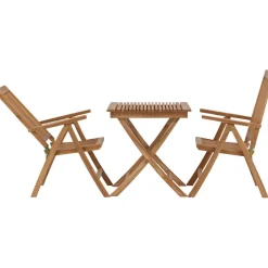 Parvekeryhmä Venture Home, 70x70cm Ghana-taittopöytä + 2 Kenya-taittotuolia, käsinojilla